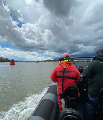People on a Humber rigid inflatable boat (RIB) on a training course with Guardian Marine Training Services, Chatham