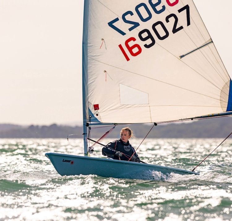 Emma Hartley sailing in her dinghy 