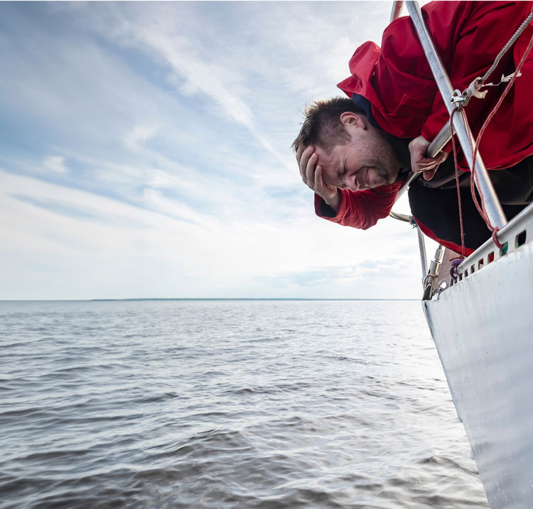 Man with concussion on boat