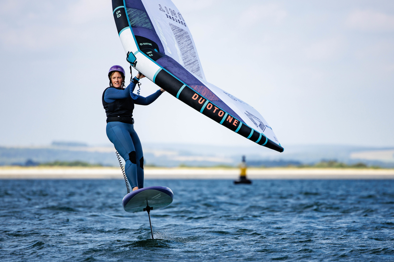 woman wingfoiling