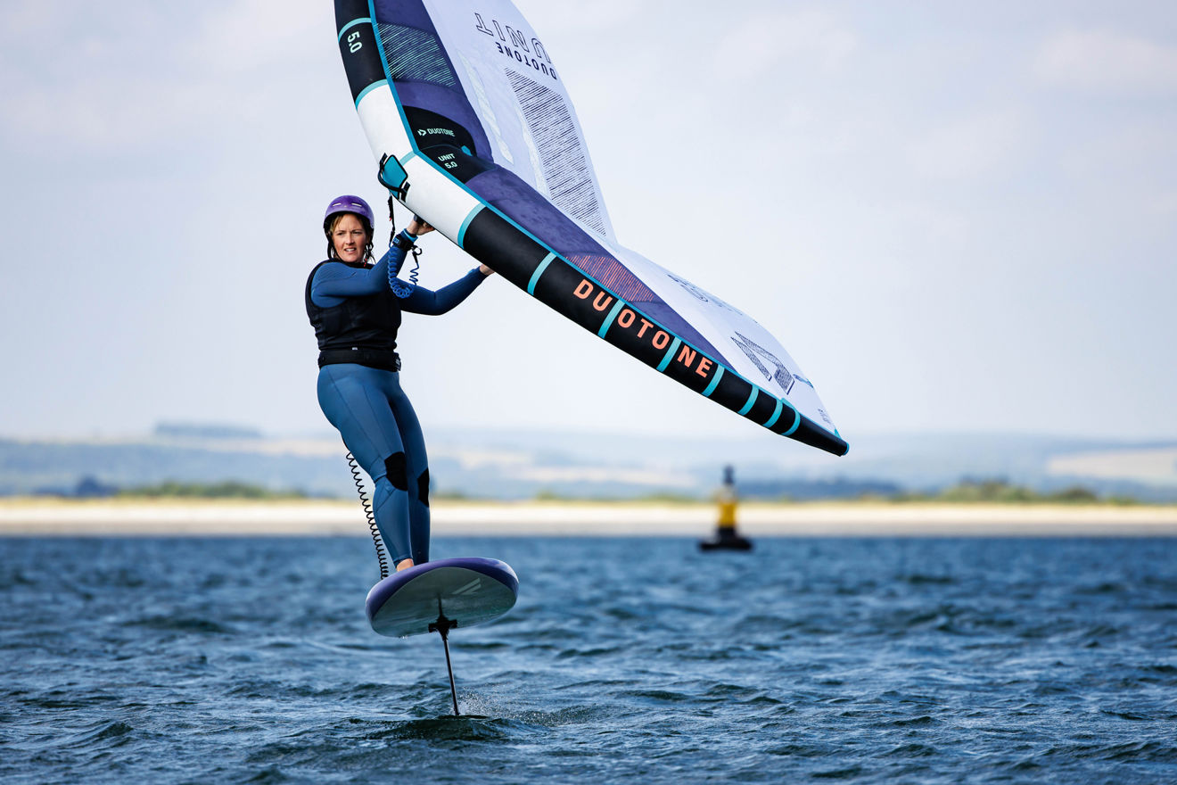woman wingfoiling