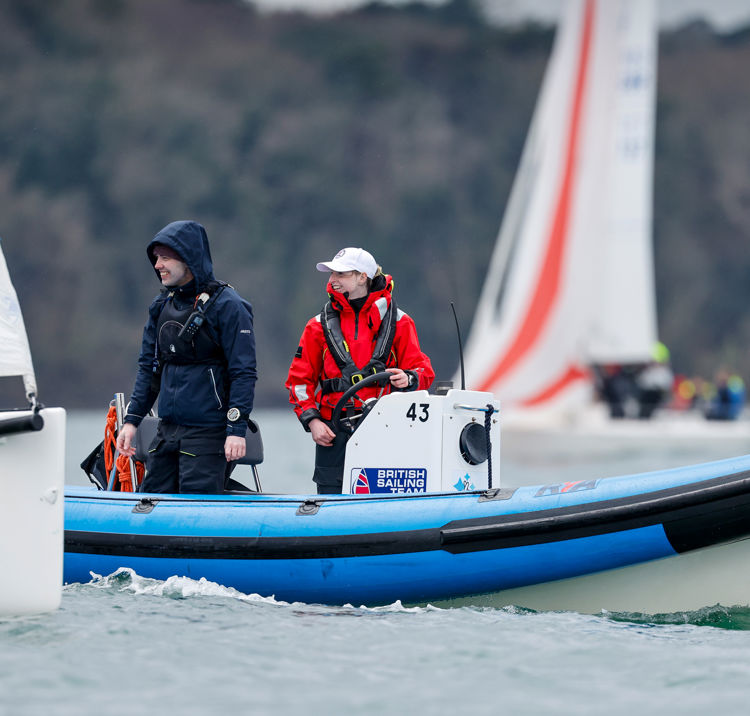 Shot of trainer and trainee on rib during a session