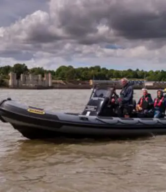 People on a Humber rigid inflatable boat (RIB) on a training course with Guardian Marine Training Services, Chatham