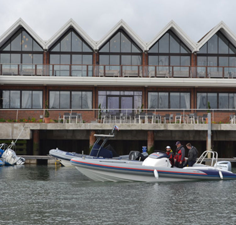 Boat club sailors on winter day