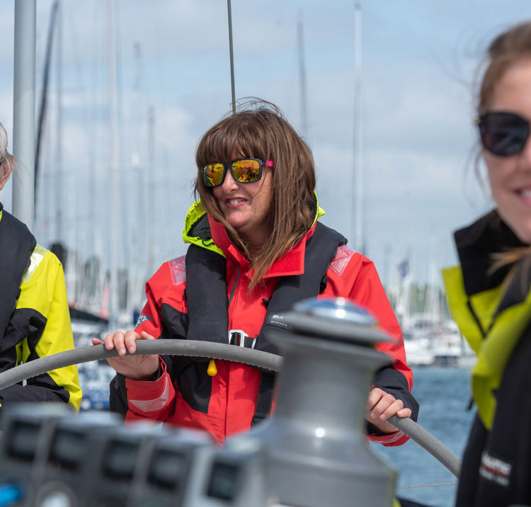 Woman at the helm during day skipper course