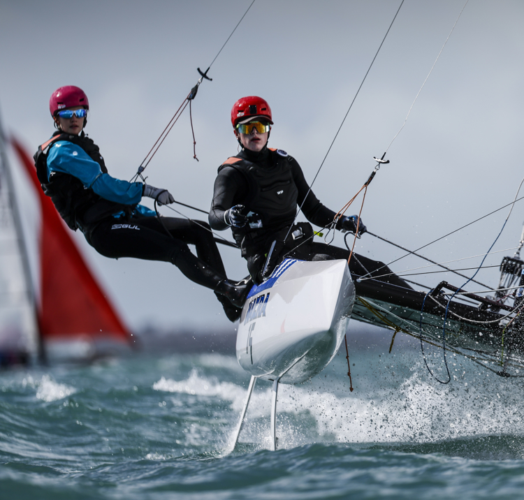 An image of Eloise Smith and Ollie Laker, sailing in boat Nacra,GBR 161