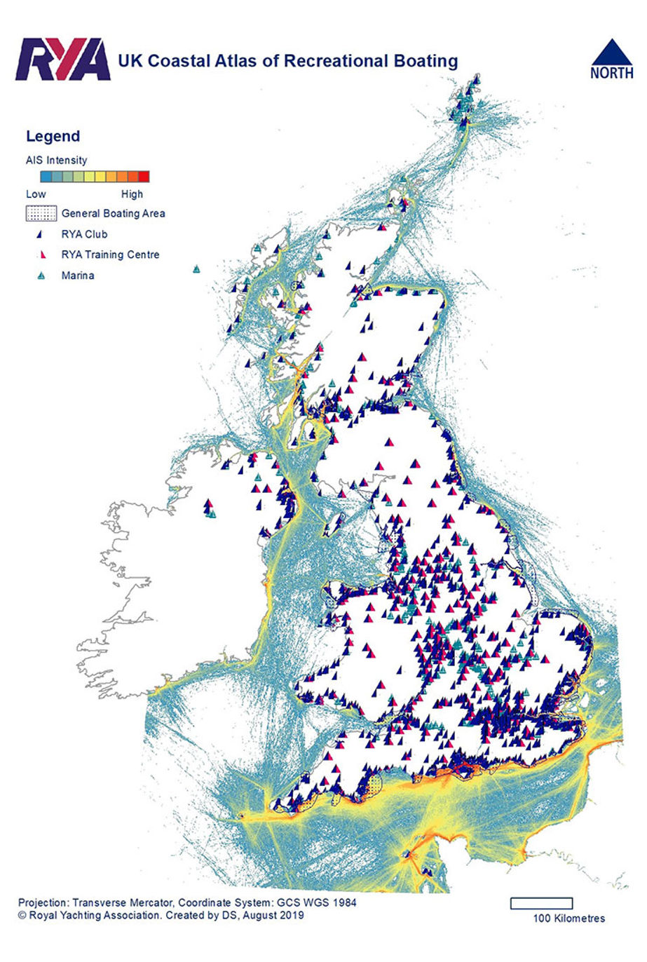 RYA coastal atlas heat map UK