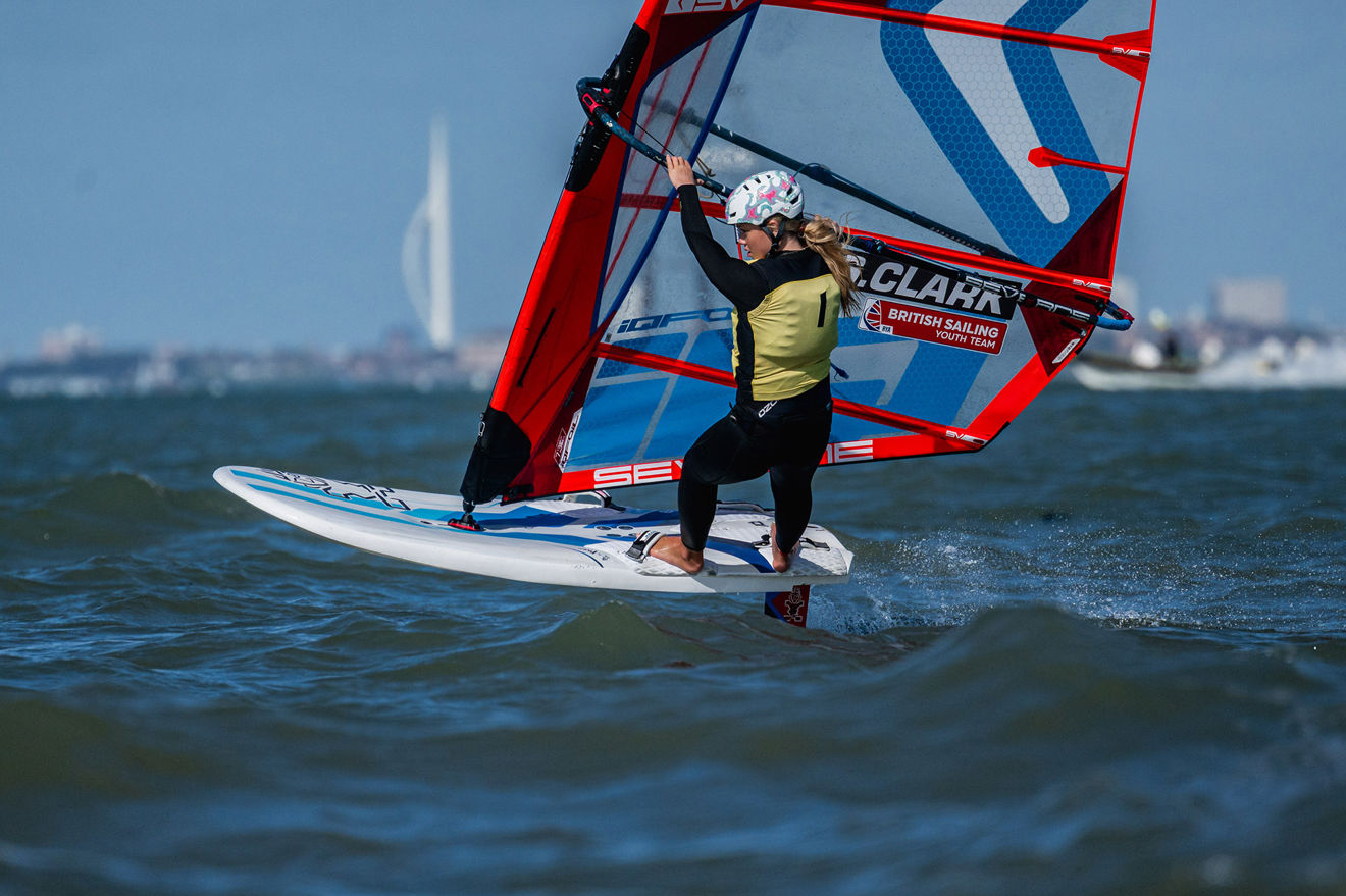 Sophie Clark, iQFOiL, RYA Youth Nationals 2026, Hayling Island Sailing Club, RYA/Martin Allen Photography