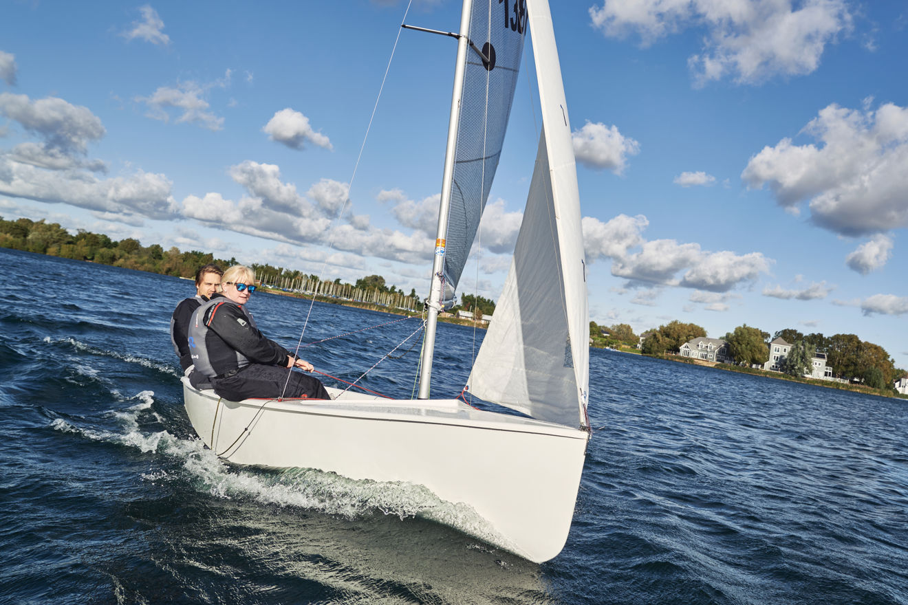 Lucy Hodges in a double handed dinghy 