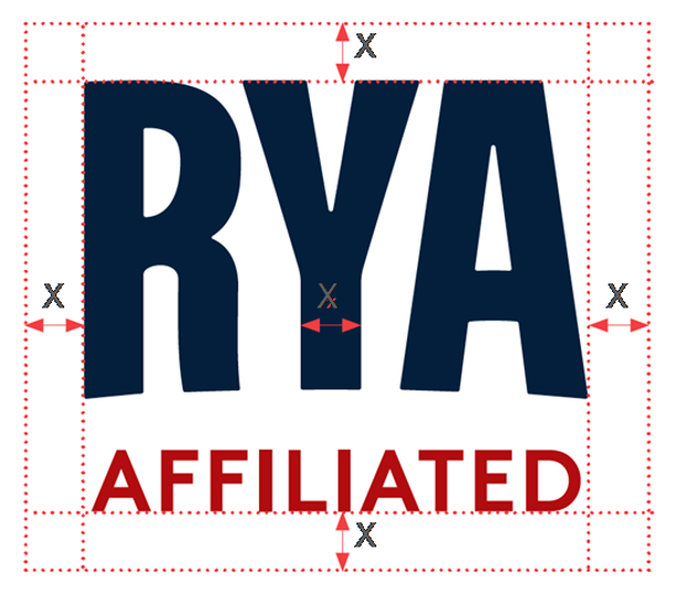 	An image of RYA affiliated logo with descriptions of spacing before using