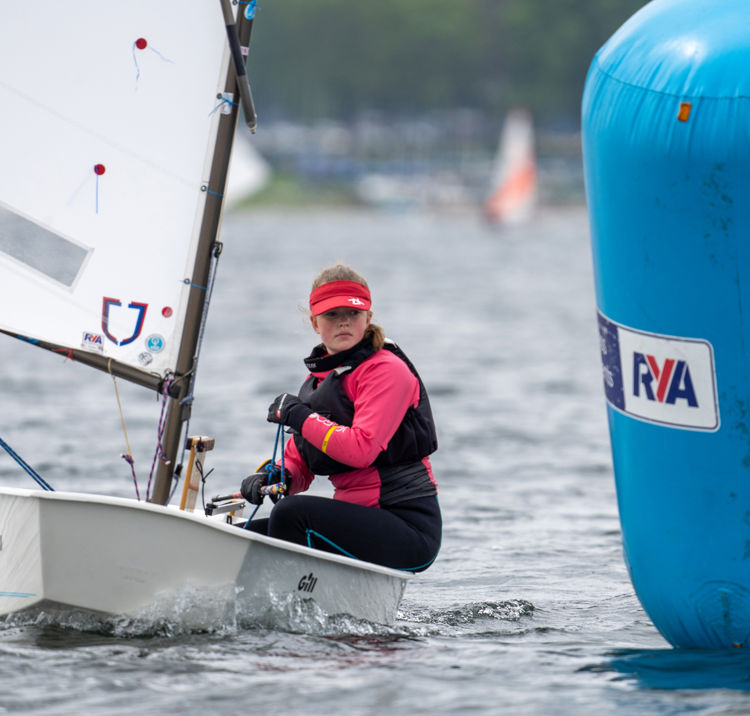 Woman navigating watersport course