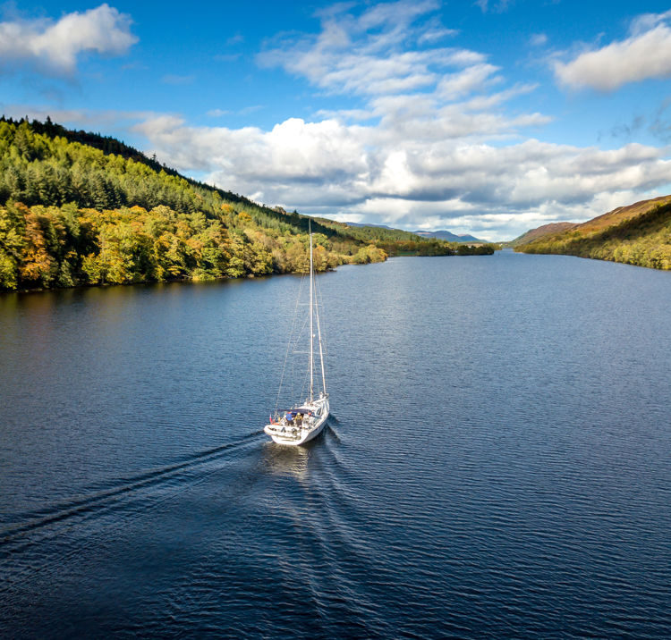 Yacht sailing on the loch ness scotland