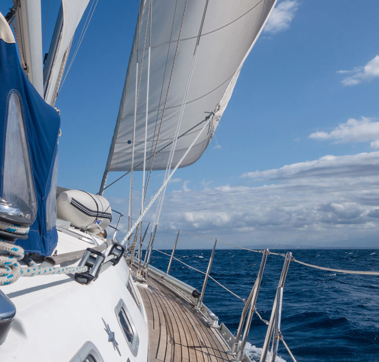 Yacht deck and sails