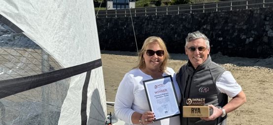 Sharon & Graham Davidson Guild with their RYA CW Impact Awards at Trearddur Bay, North Wales.