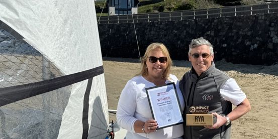 Sharon & Graham Davidson Guild with their RYA CW Impact Awards at Trearddur Bay, North Wales.