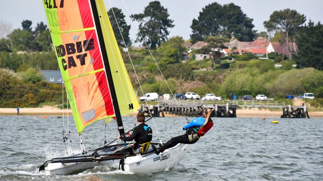 Multihull travelling towards the coast 