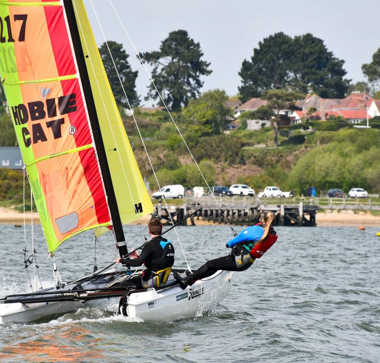 Multihull travelling towards the coast 