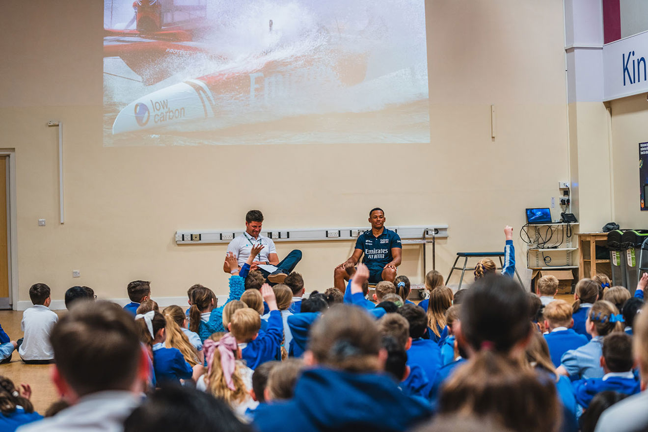 Kai Hockley meets some school children to talk to them about sailing