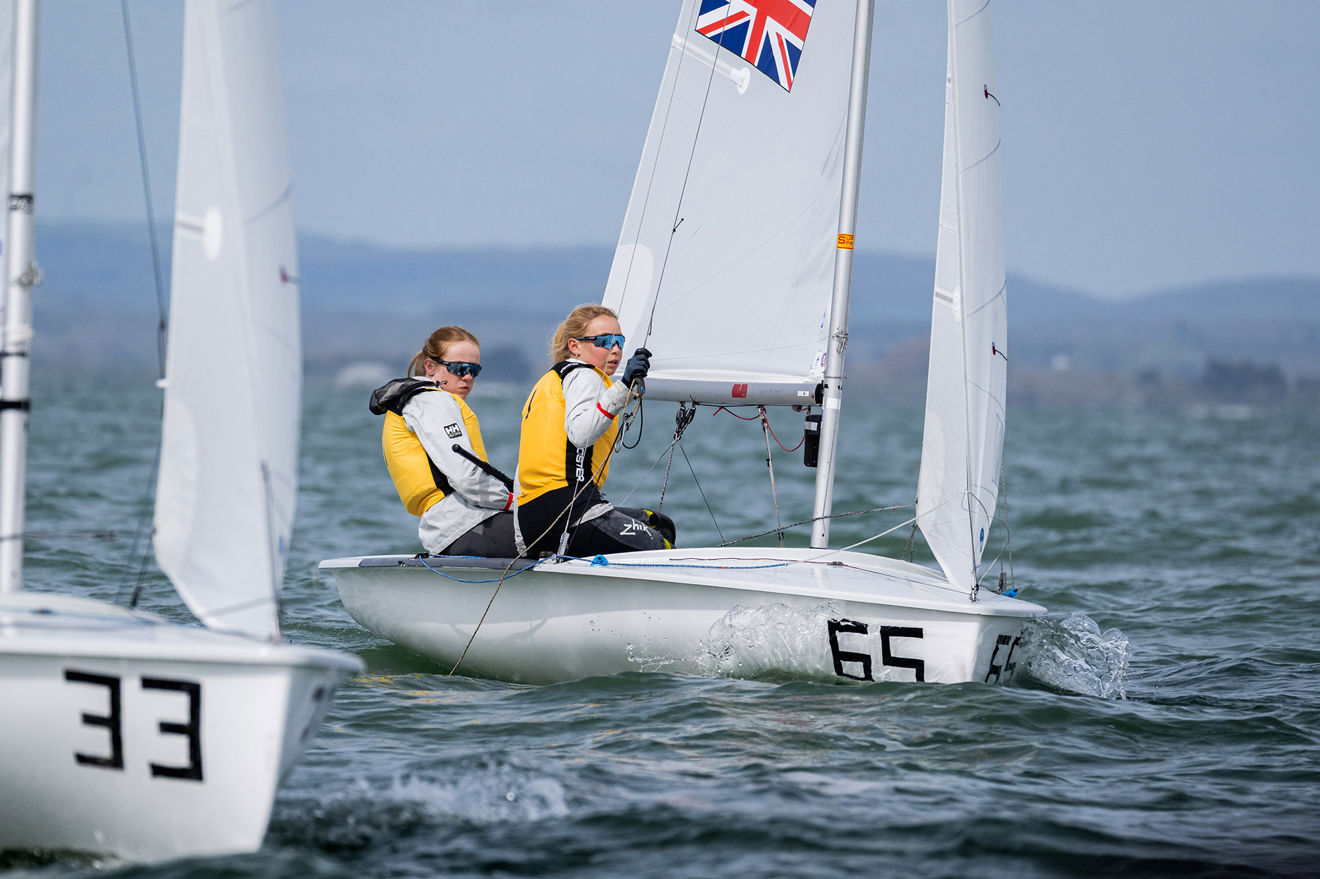 India Eastwood and Isla Fletcher representing GBR in the 420 female fleet