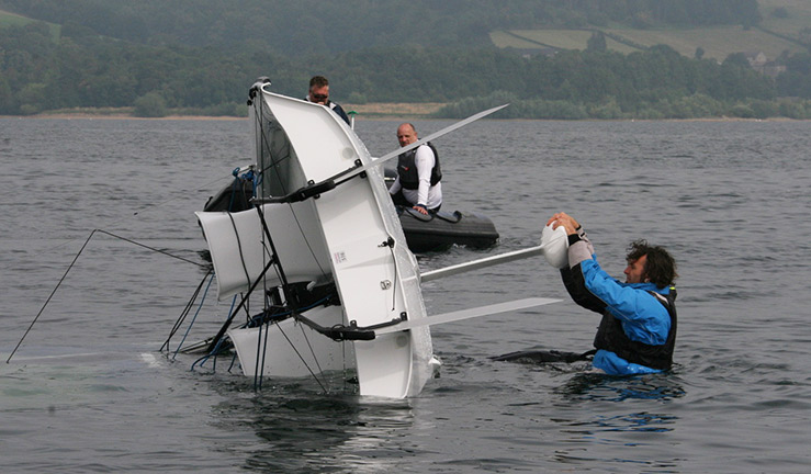 Keelboat recovery during capsize