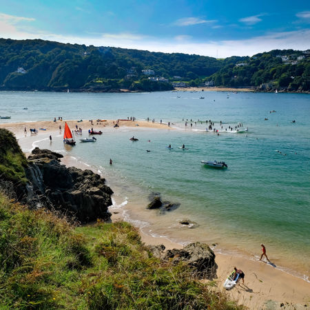 Birdseye view of blue waters along dinghy trail