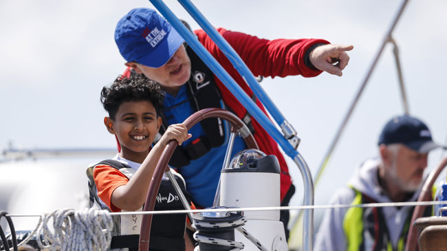 RYA Start Yachting Boy On Helm