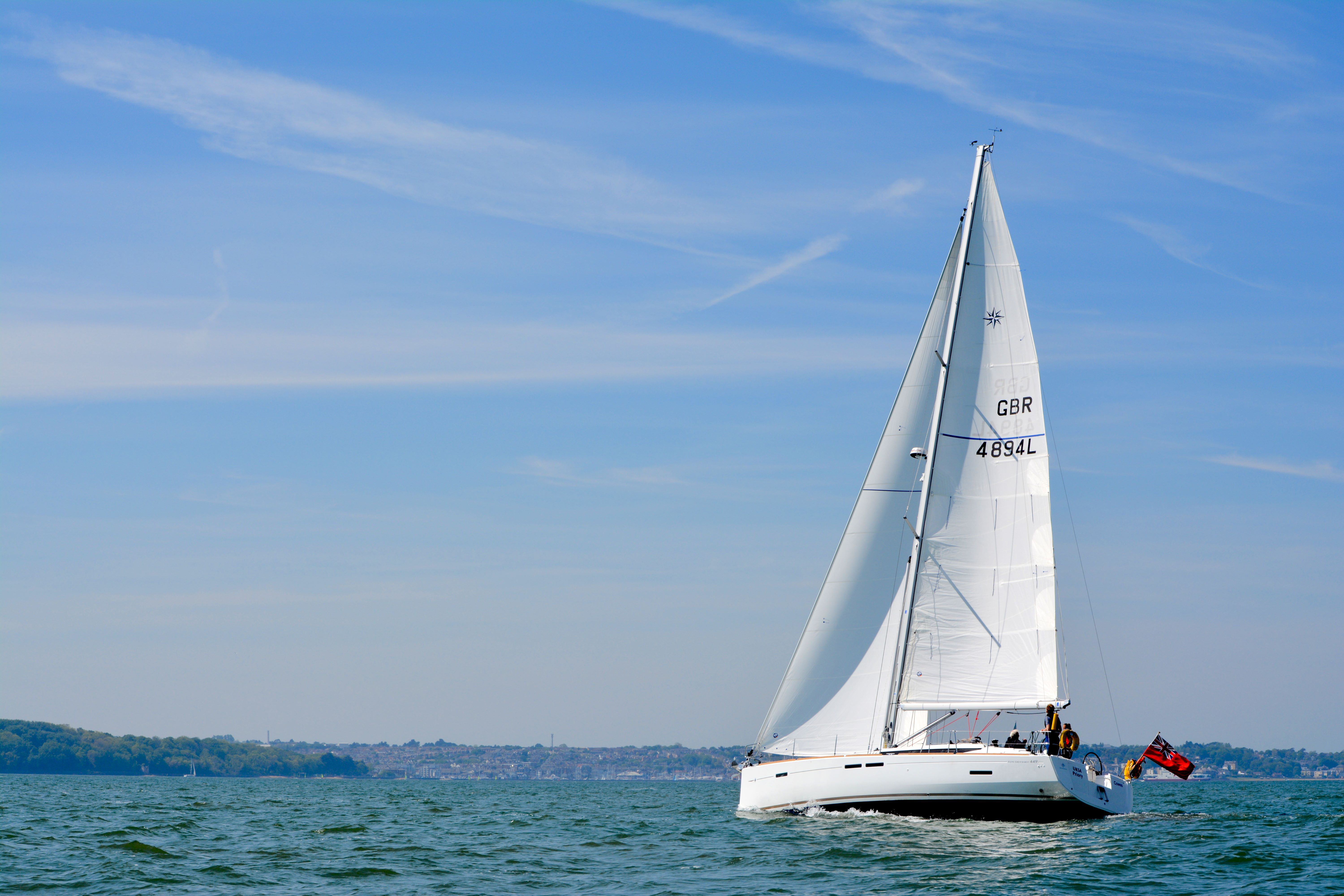 A yacht sailing through calm blue waters