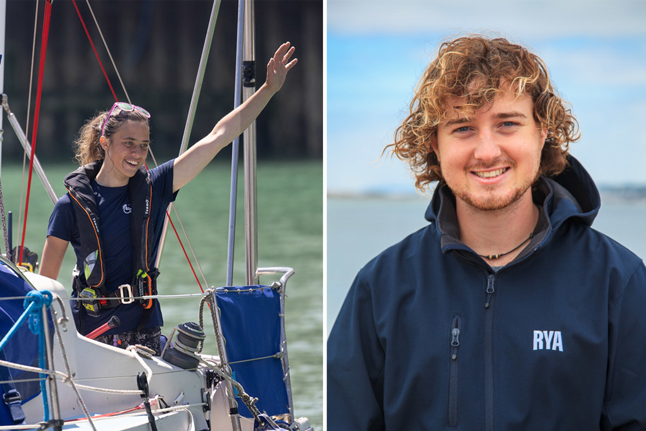 New hosts for the 2026 RYA Dinghy & Watersports Show. Jazz Turner pictured on her yacht. Rafferty Read smiling to camera