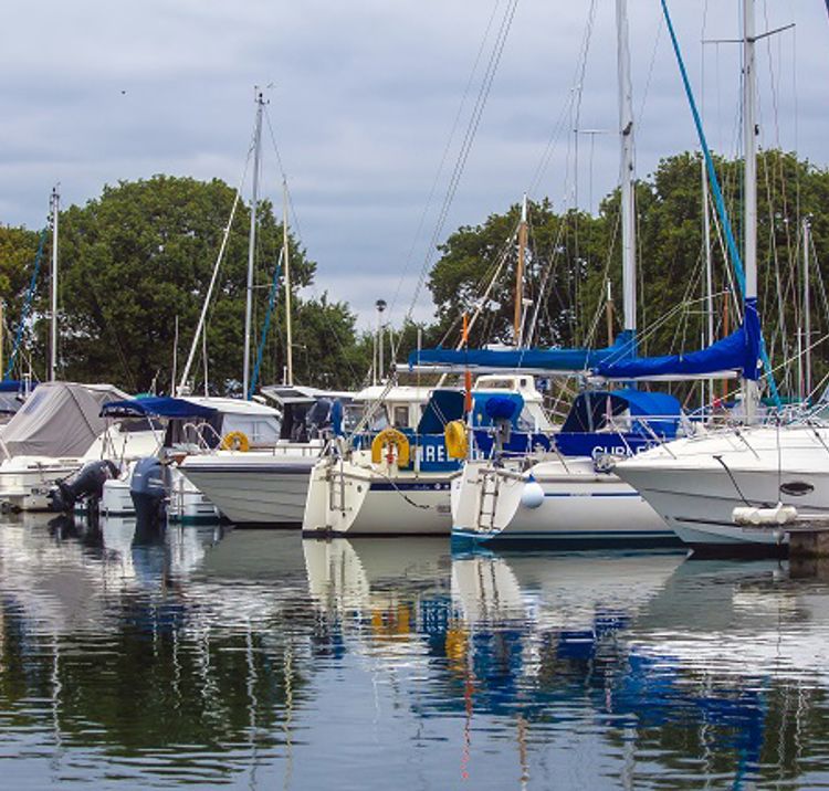 Boats at a mooring in norfolk