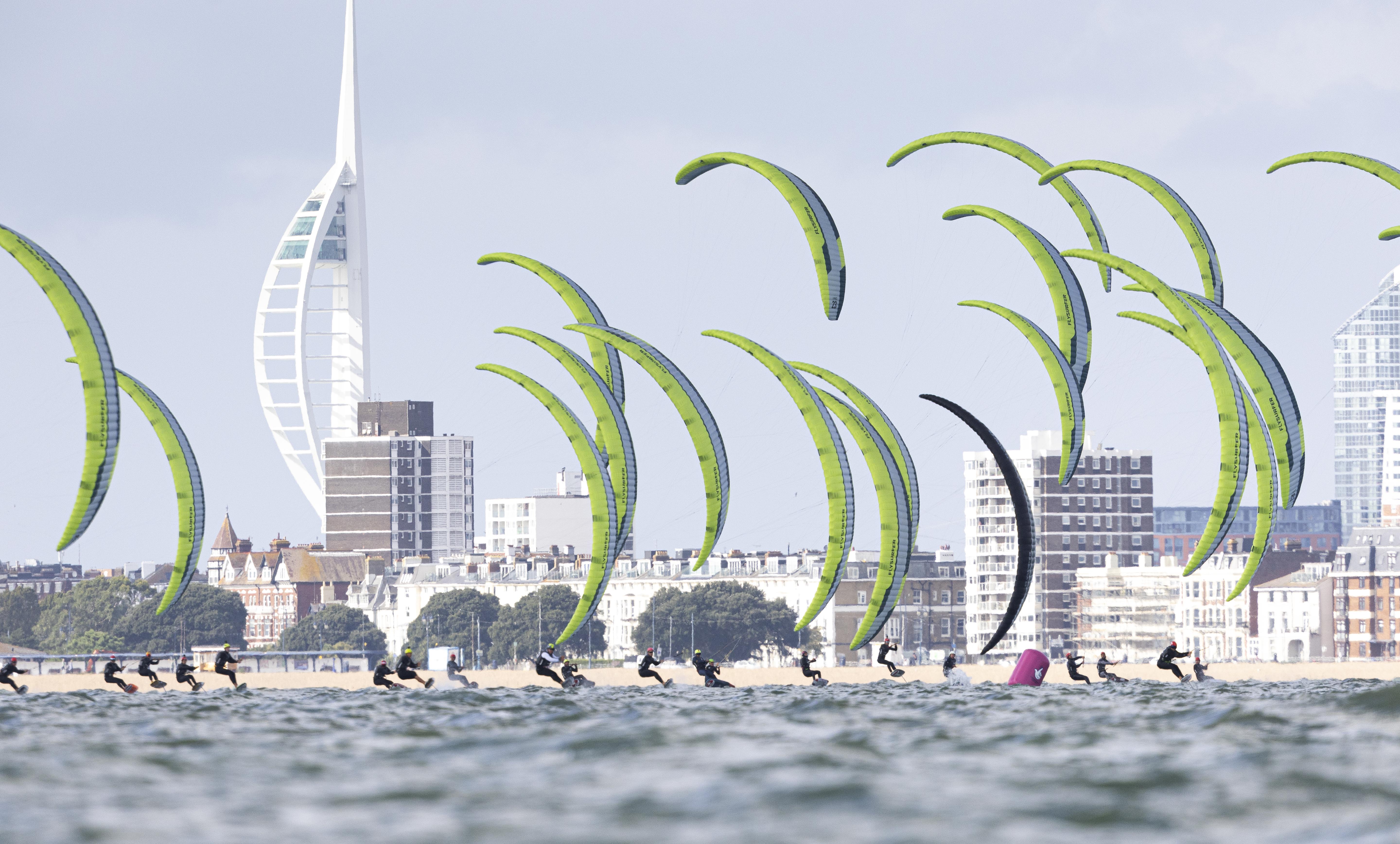 21st September 2023. Southsea. Portsmouth. United Kingdom. The Formula Kite European Championships 2023..Photo by Lloyd ImagesFormula Kite European Championships 2023, Eastney, PortsmouthFormula Kite European Championships 2023, Eastney, PortsmouthFormula Kite European Championships 2023, Eastney, Portsmouth