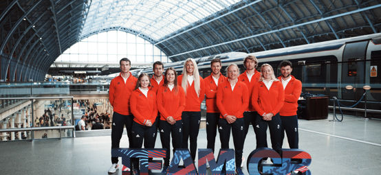 Team GB sailing team announcement for Paris 2024. October 10 near St Pancras Station, London.