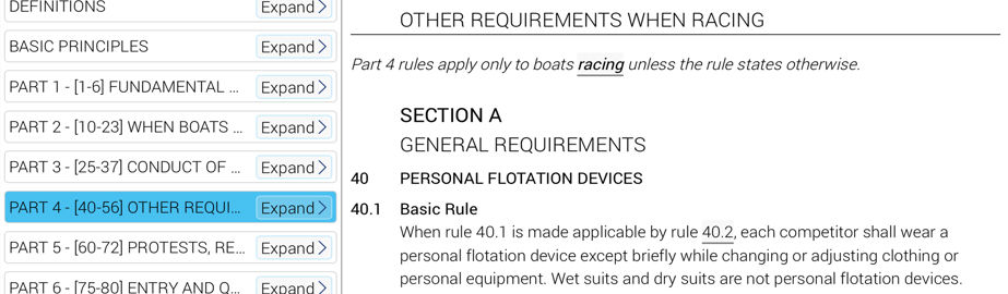 Racing Rules and Cases 2025-2028 Integrated eBook (screenshot)