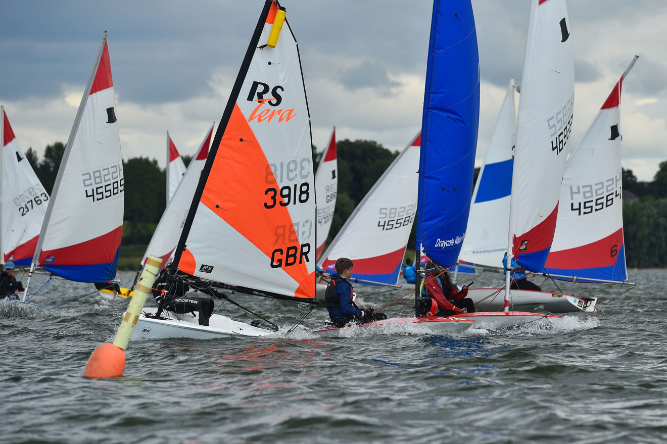 An image of water boats sailing during the Draycote Water Sailing Club RYA Club of the Year 2024