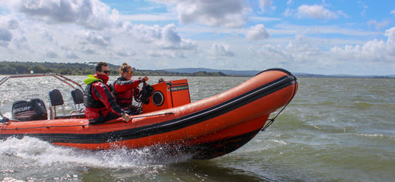 Powerboat travelling through the water