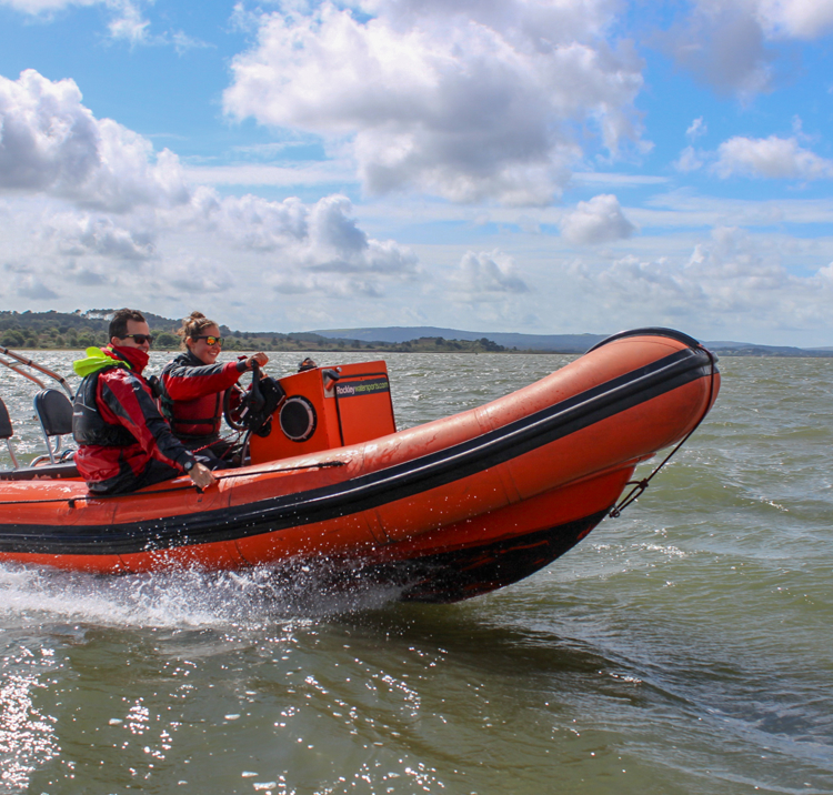 Powerboat travelling through the water