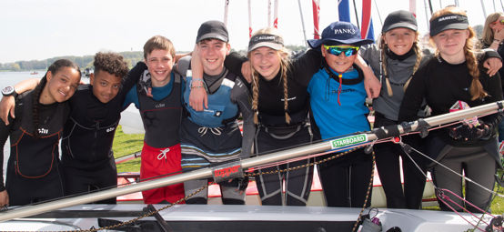 Group of young sailors shore based at Eric Twiname Championships