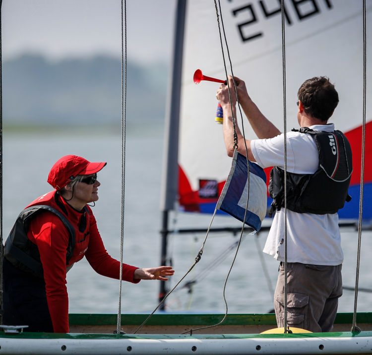 Volunteers on a dinghy