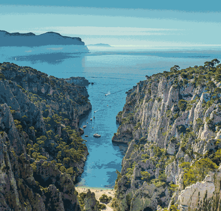 Birds eye view of French cliffs and sea