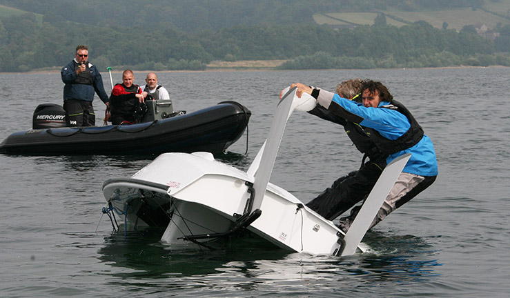 Keelboat recovery during capsize