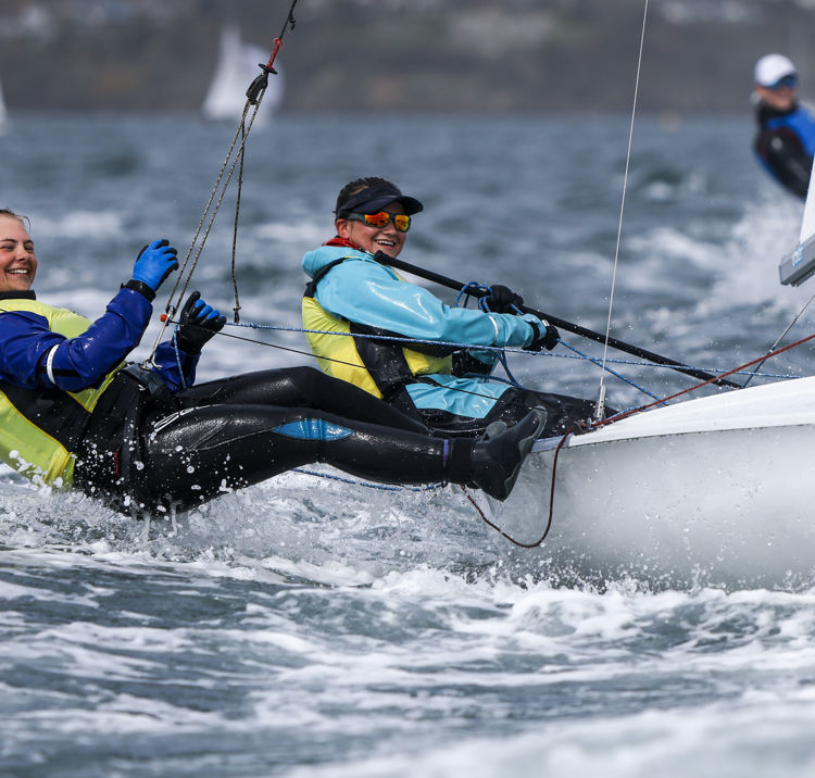	An image of Sabine Potter and Merle Nieuwland Sailing by the boat