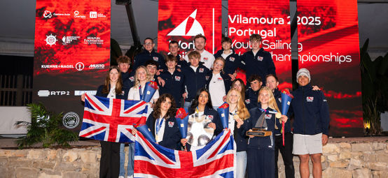 Team GBR celebrate on the podium following a successful week in Vilamoura