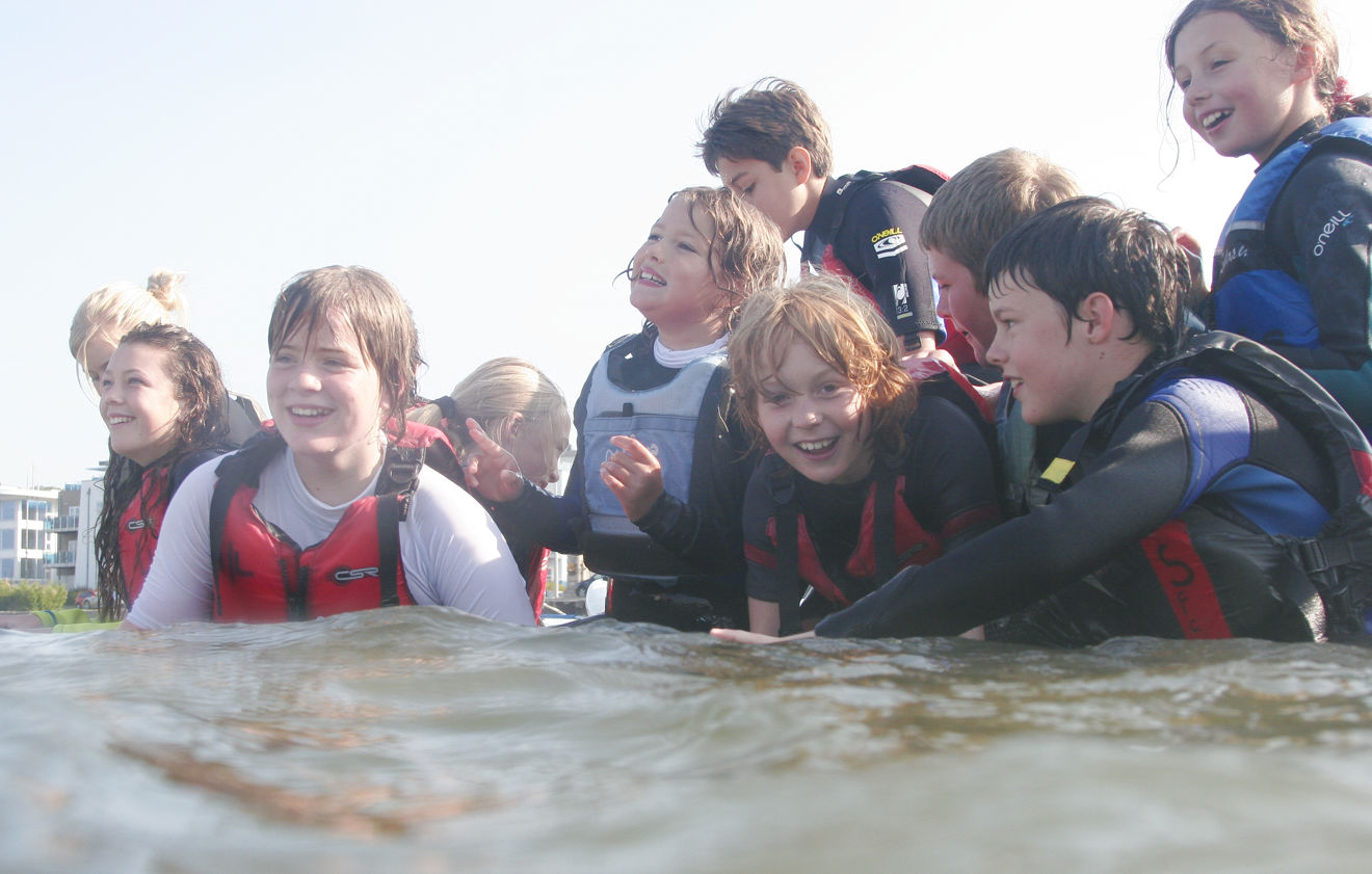 Children splashing in the water