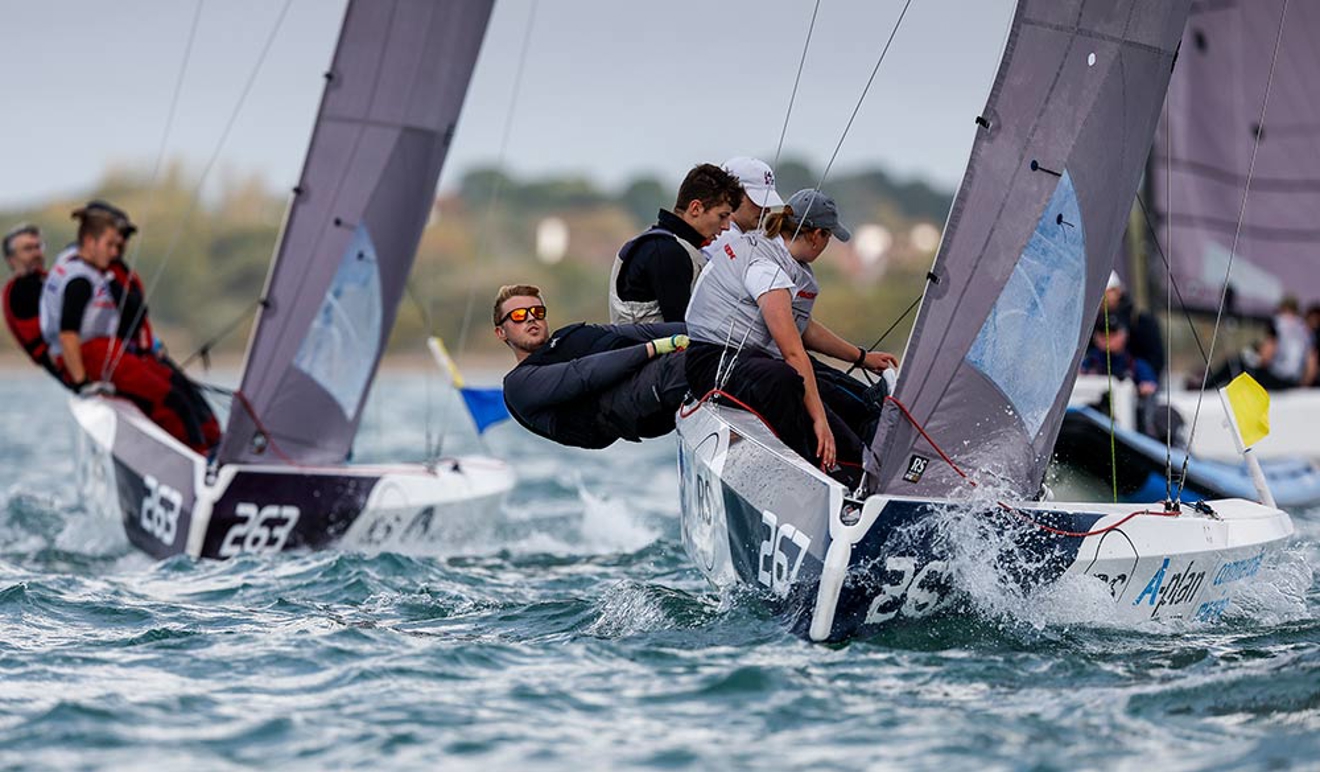 close up of numerous dinghies racing