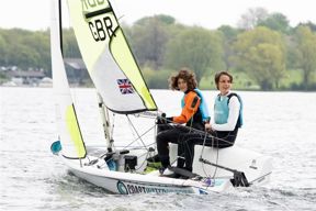 two people on a double handed dinghy