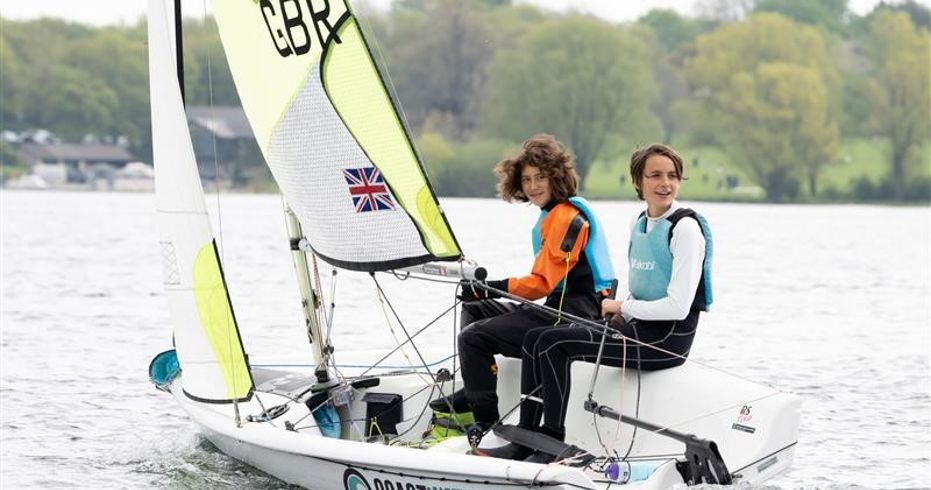 two people on a double handed dinghy