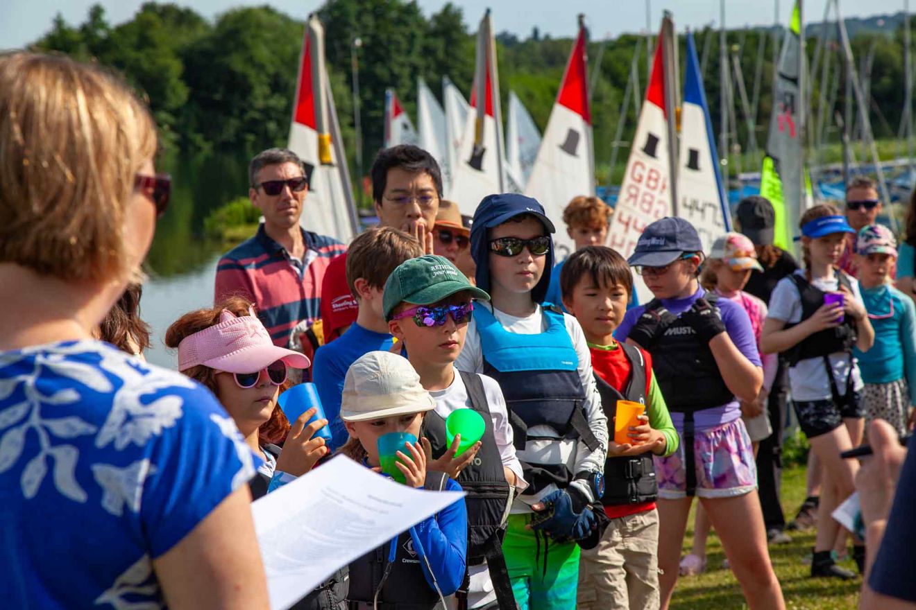 kids and parents at sailing club
