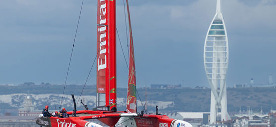 Emirates GBR getting in some practice ahead of the Emirates Great Britain Sail Grand Prix Portsmouth