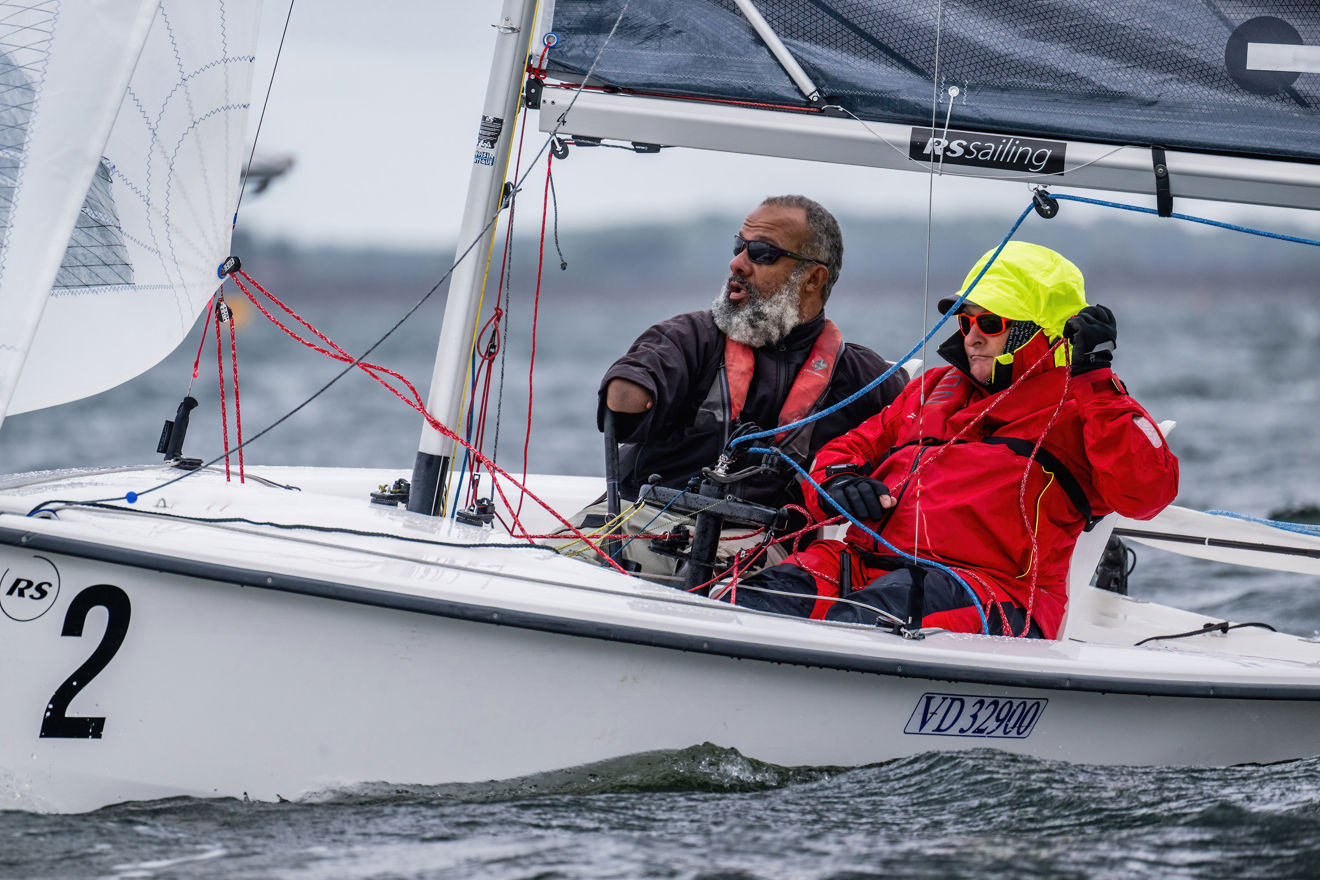 Instructor and trainer in a Dinghy