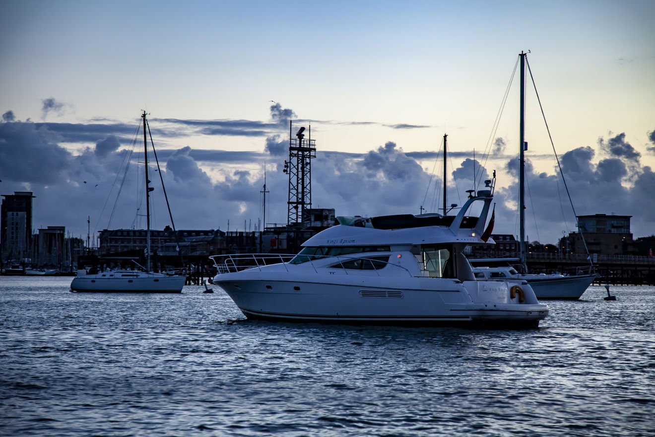 Power boat driving at night