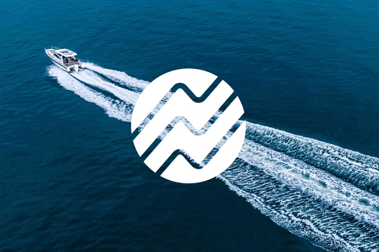 Navionics logo with boat in the background